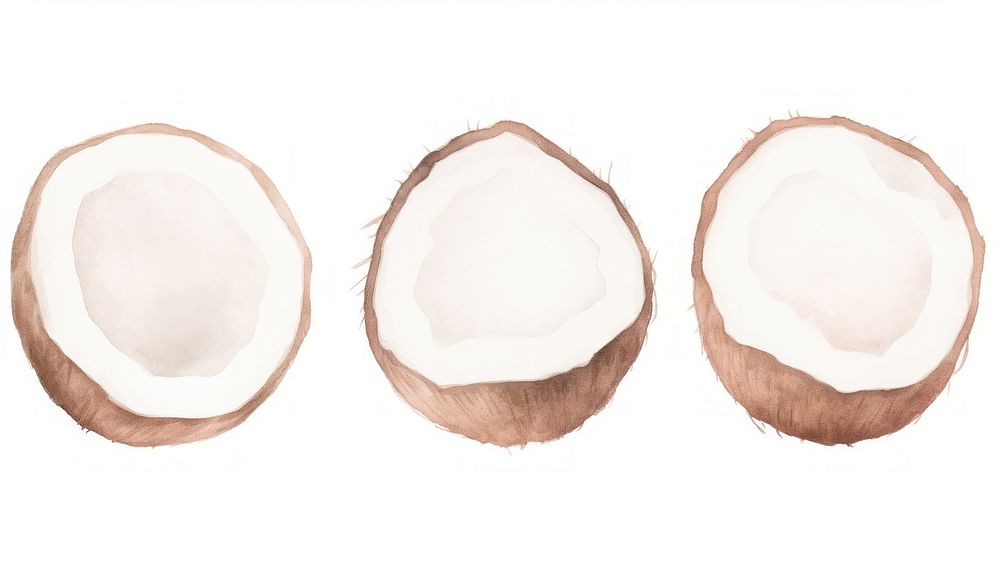 Coconuts as divider watercolor produce fruit plant.