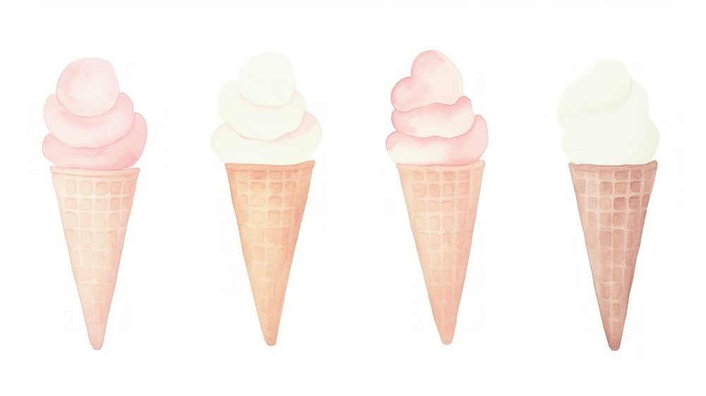 Ice cream as divider watercolor dessert creme food.