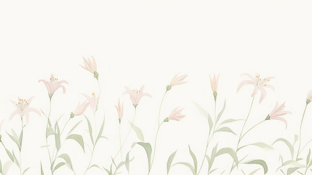 Lillies as divider watercolor graphics pattern blossom.