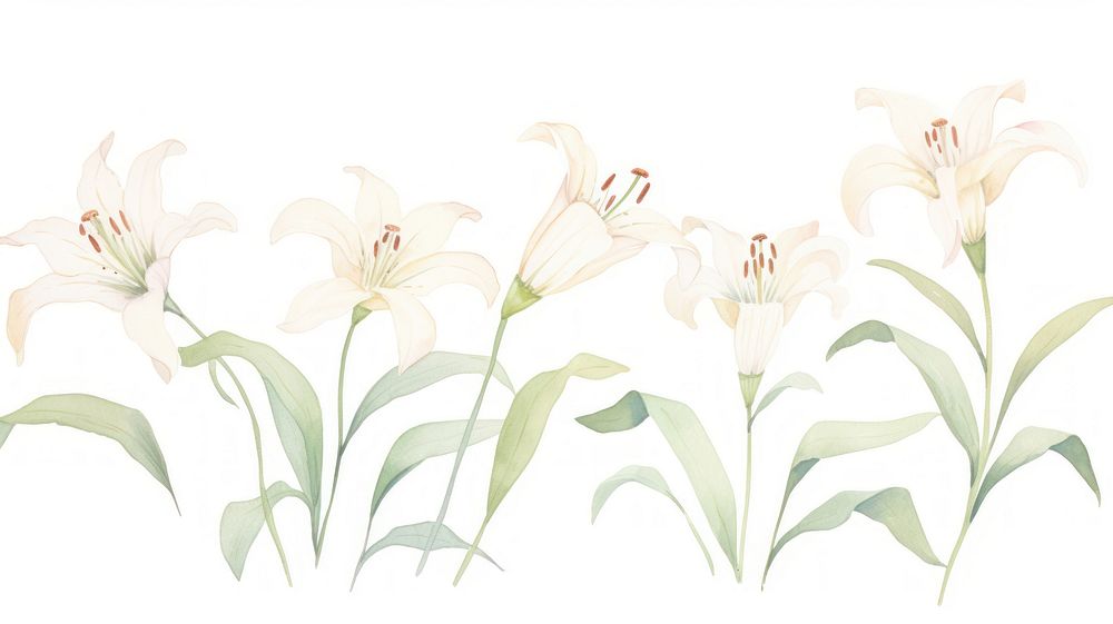 Lily as divider watercolor blossom flower anther.