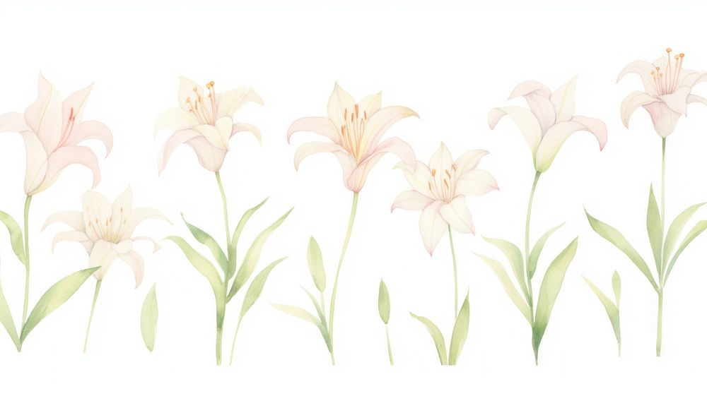 Lily as divider watercolor blossom flower plant.