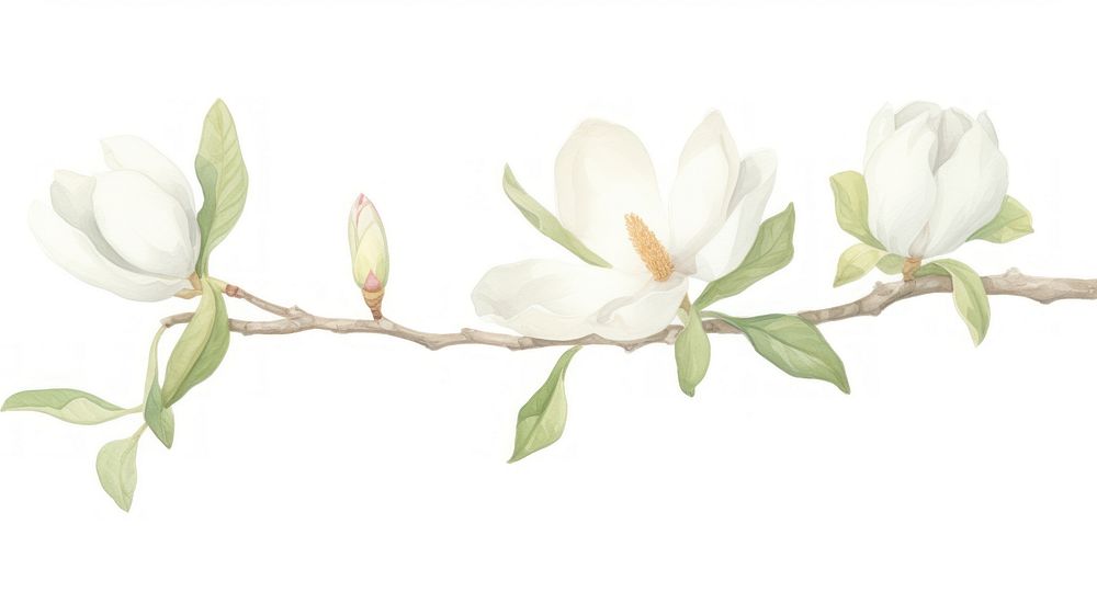 Magnolia as divider watercolor blossom flower orchid.