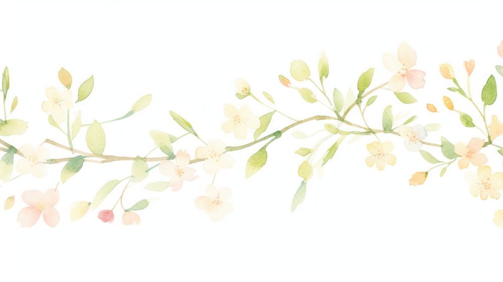 Spring as divider watercolor graphics painting pattern.