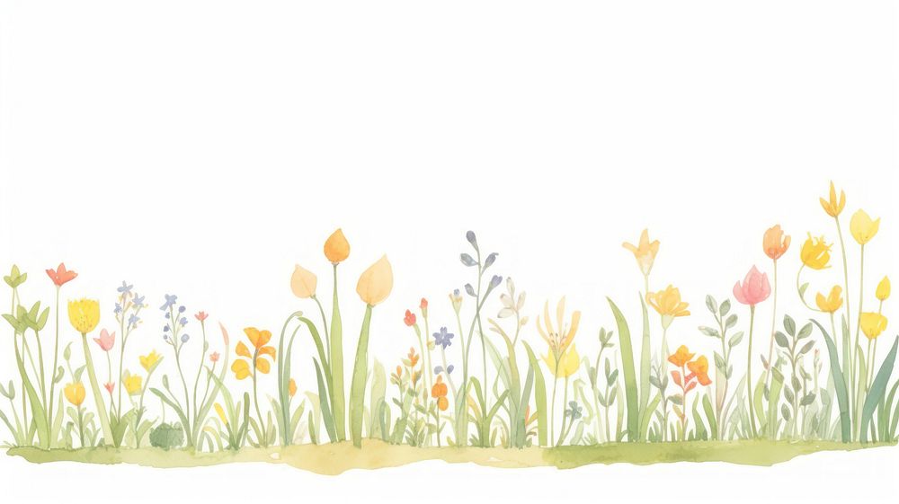Spring as divider watercolor graphics painting daffodil.