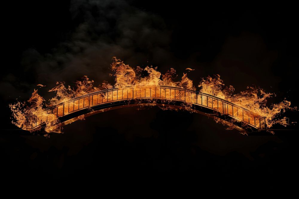 Bridge fire flame fireworks outdoors nature.