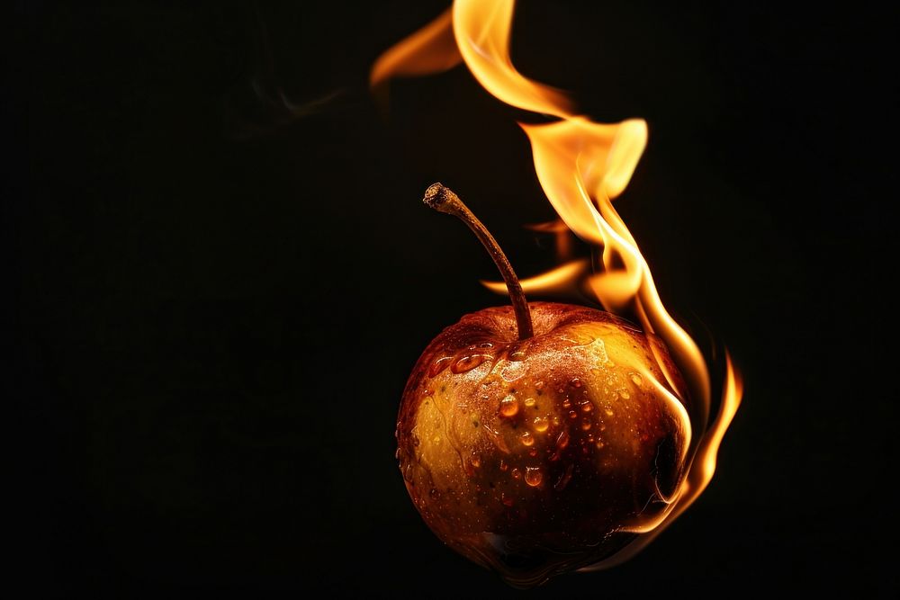 Fruit fire flame produce plant apple.