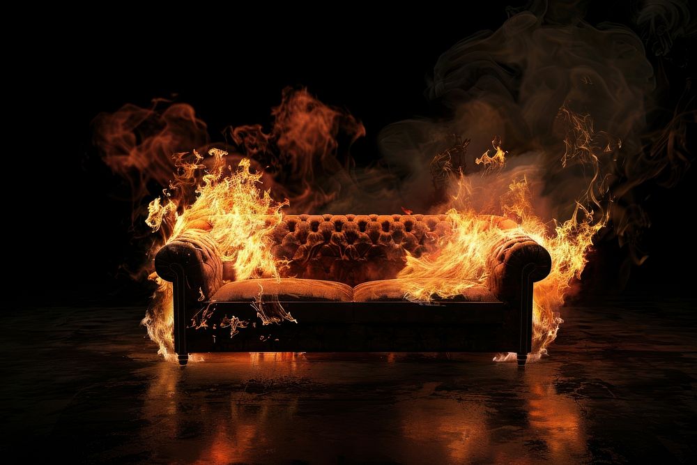 Furniture fire flame bonfire couch.