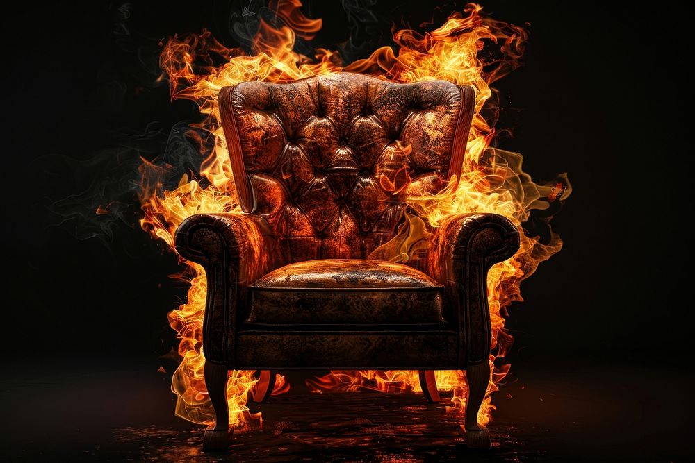 Furniture fire flame armchair bonfire throne.