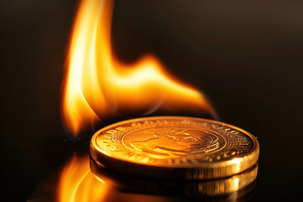 Money coin flame blaze fire skating hockey.
