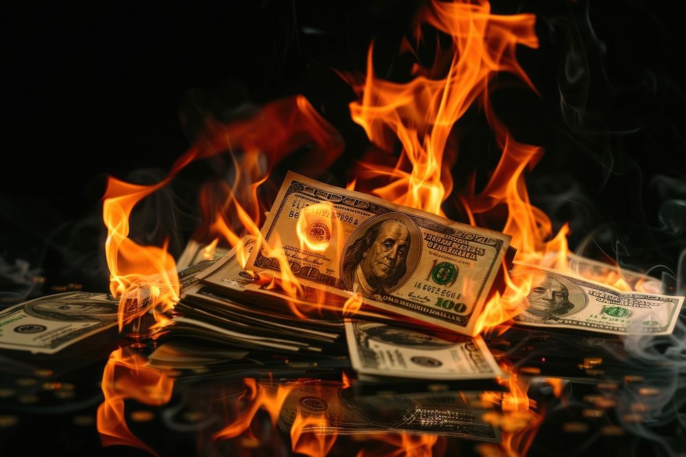 Money blaze fire flame fireplace indoors.