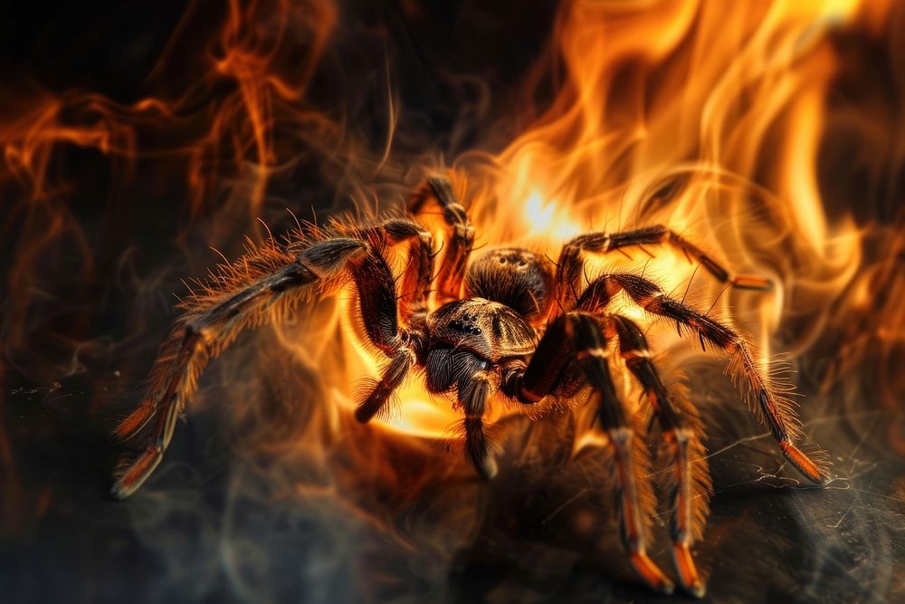 Spider fire flame invertebrate tarantula arachnid.