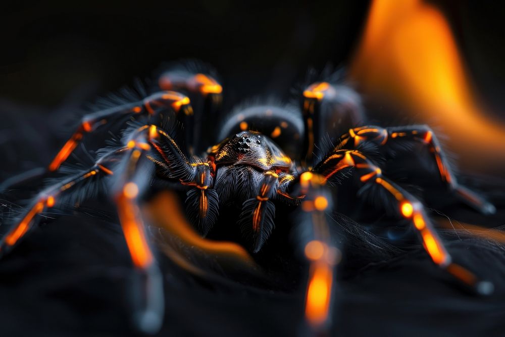 Spider fire flame invertebrate tarantula arachnid.
