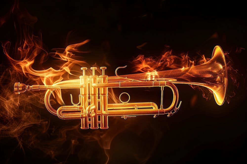 Trumpet fire flame flugelhorn bonfire cornet.