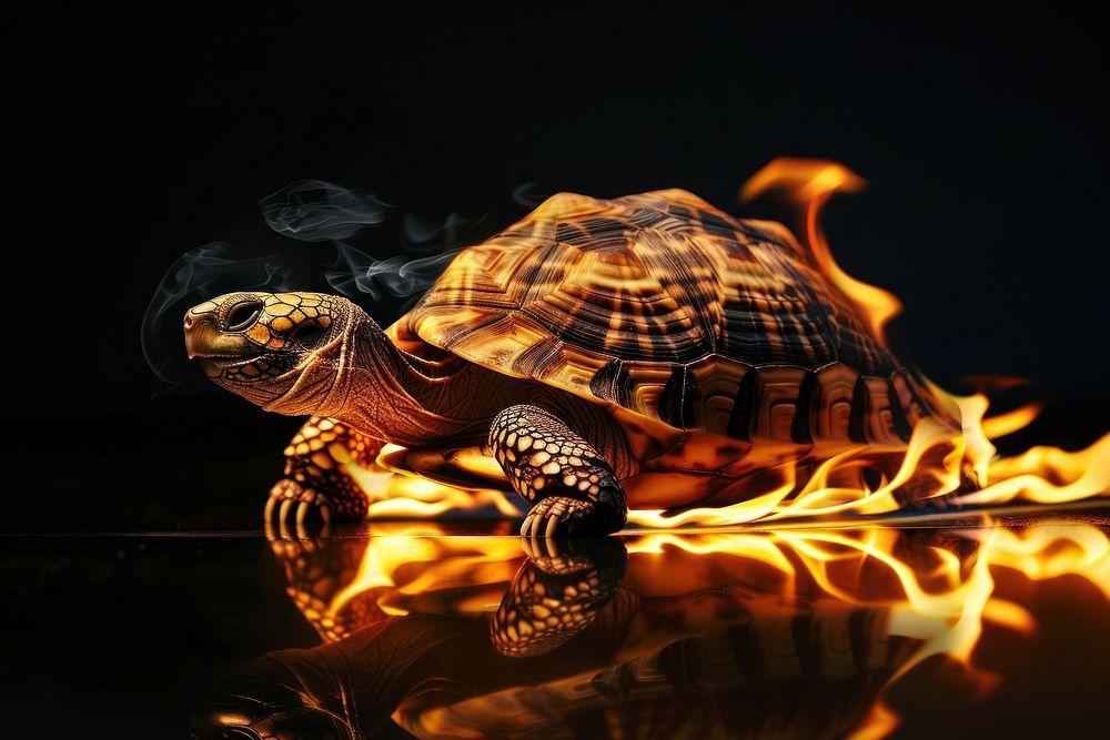 Turtle fire flame tortoise reptile animal.