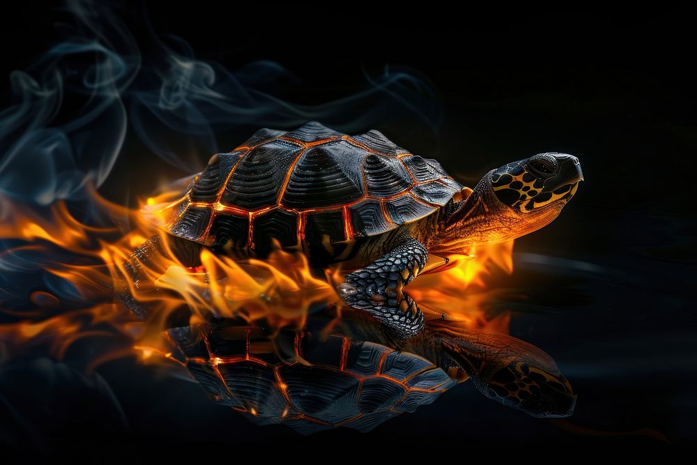 Turtle fire flame tortoise reptile animal.