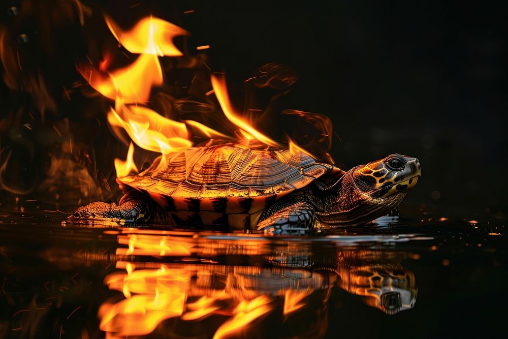Turtle fire flame tortoise reptile bonfire.