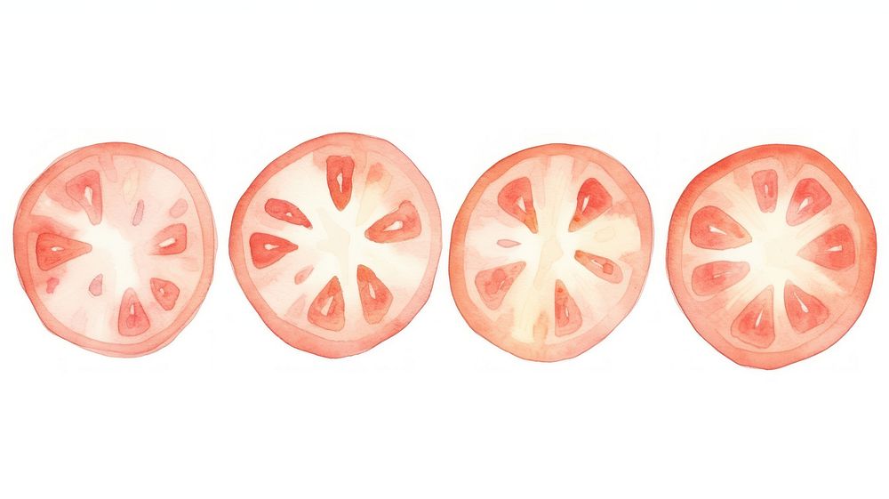 Tomatoes as divider watercolor vegetable weaponry cooking.