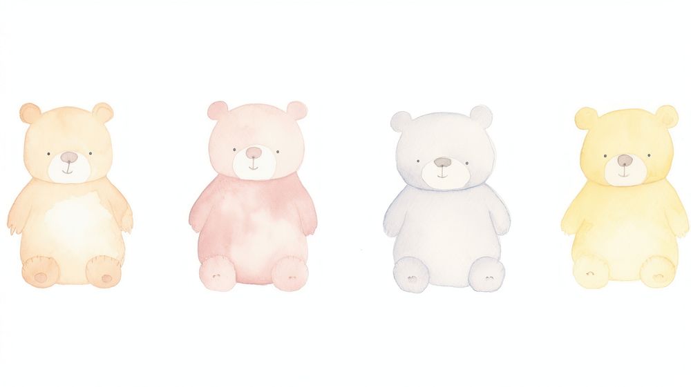 Teddy bears as divider watercolor wildlife animal mammal.