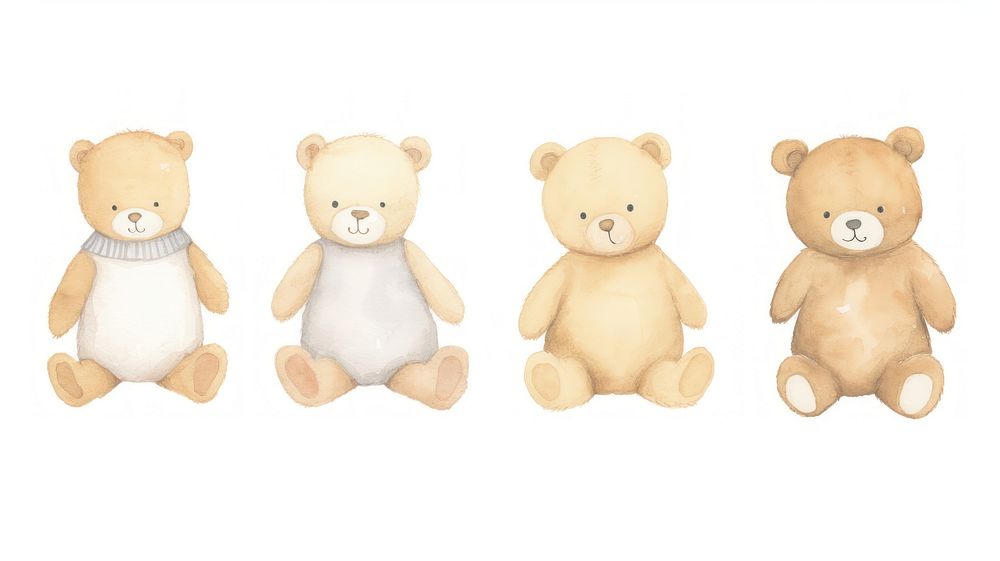 Teddy bears as divider watercolor plush toy.