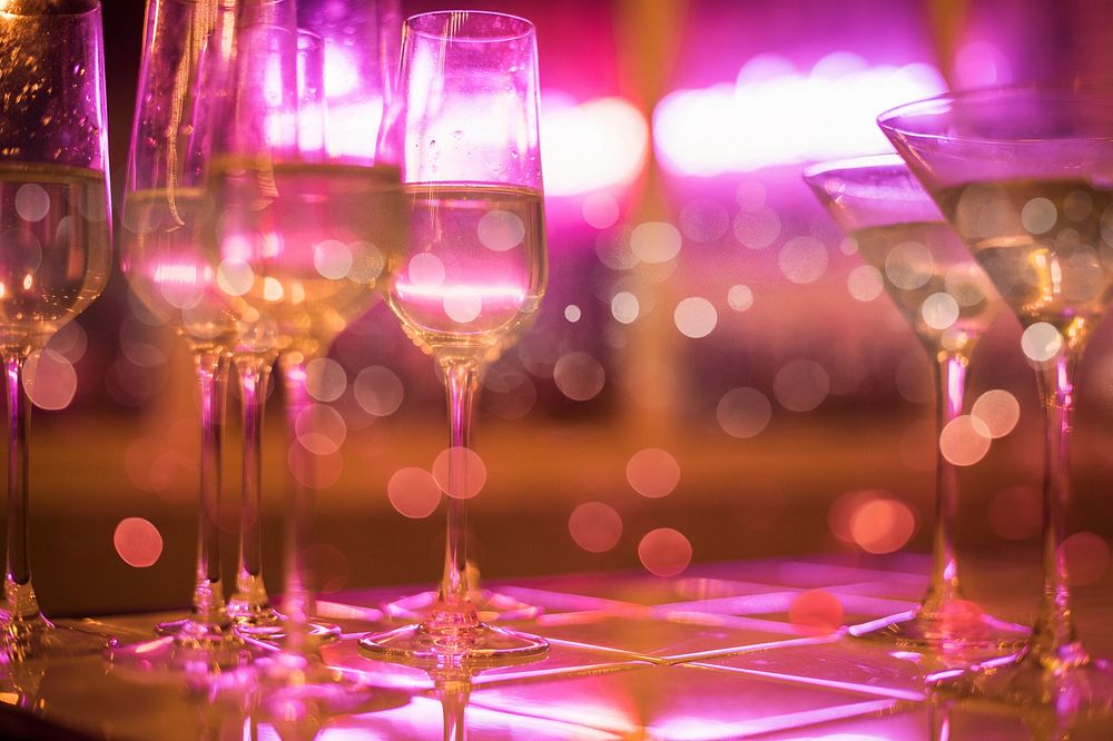 Closeup of party drinks romantic theme