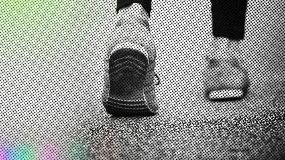 Closeup of a pair of feet walking remix