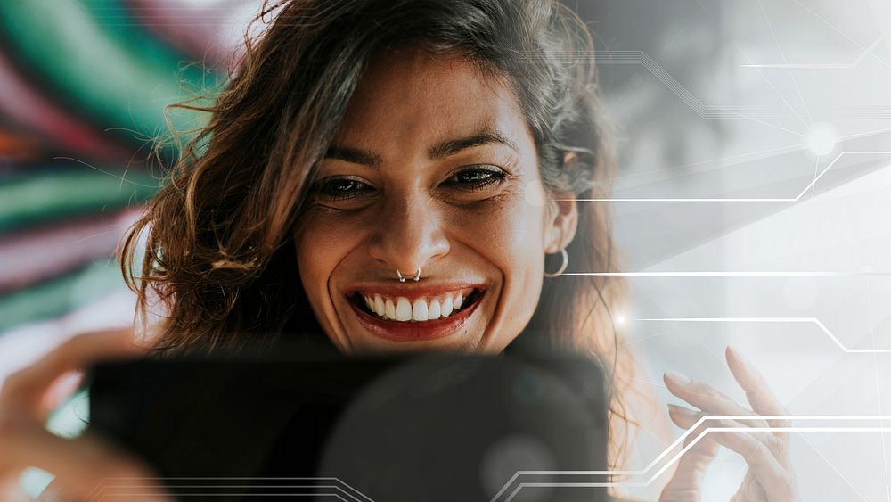 Woman having a video call