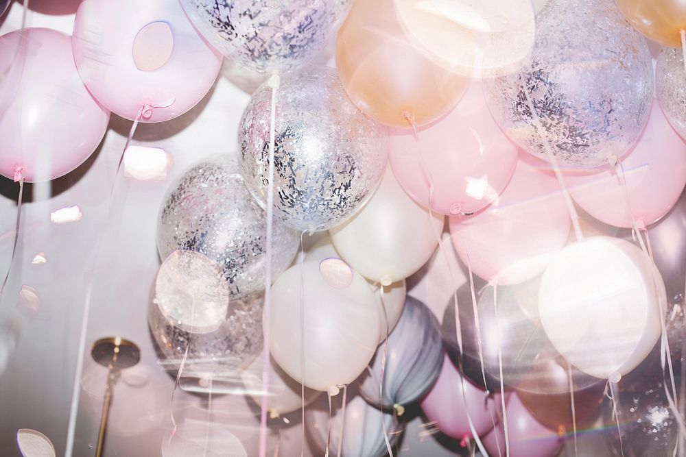 Colorful pink balloons in a party