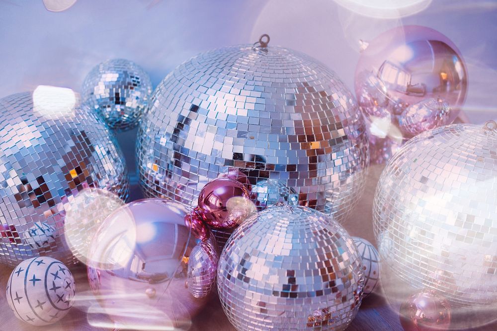 Disco balls in a party pink pastel