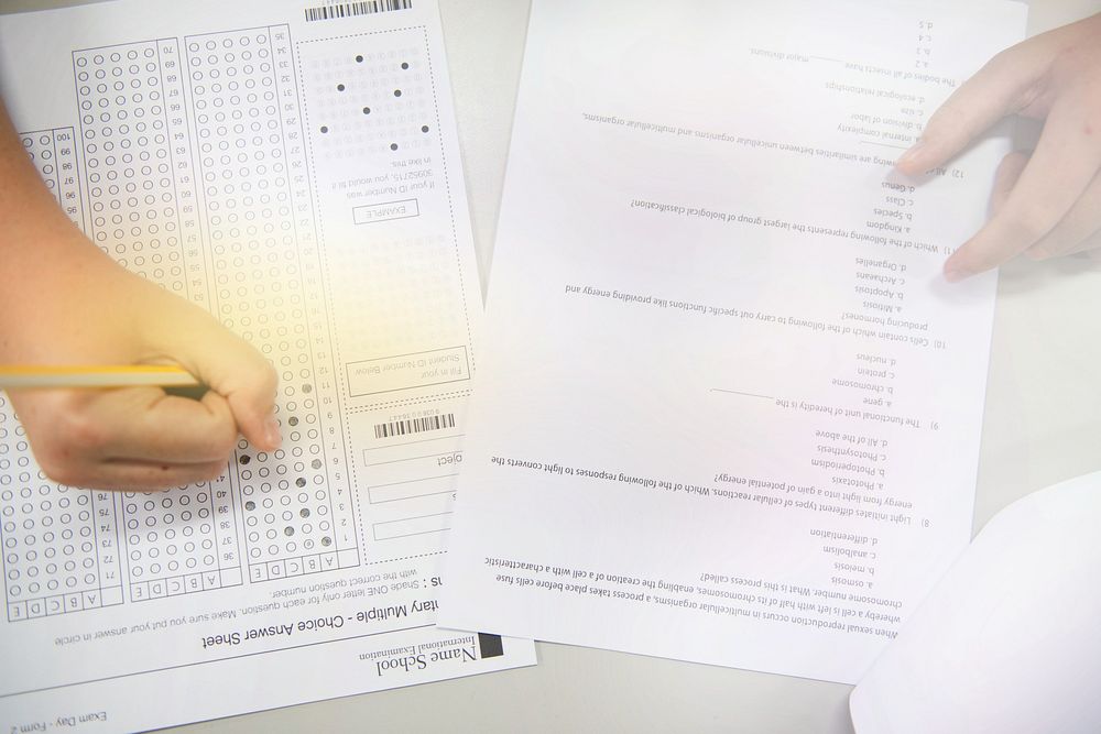 Student doing the test exam