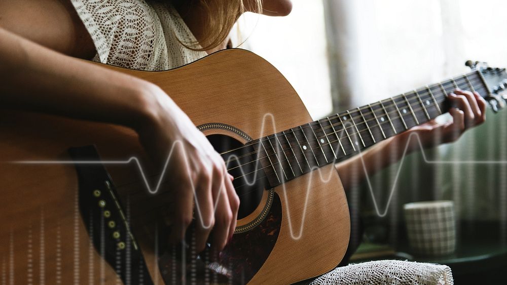 Girl playing an acoustic guitar remix