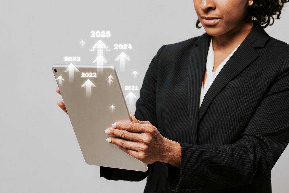 Black businesswoman using a digital tablet