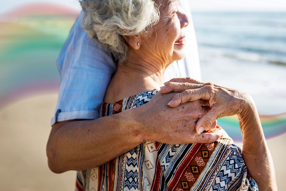 A senior couple on beach vacation