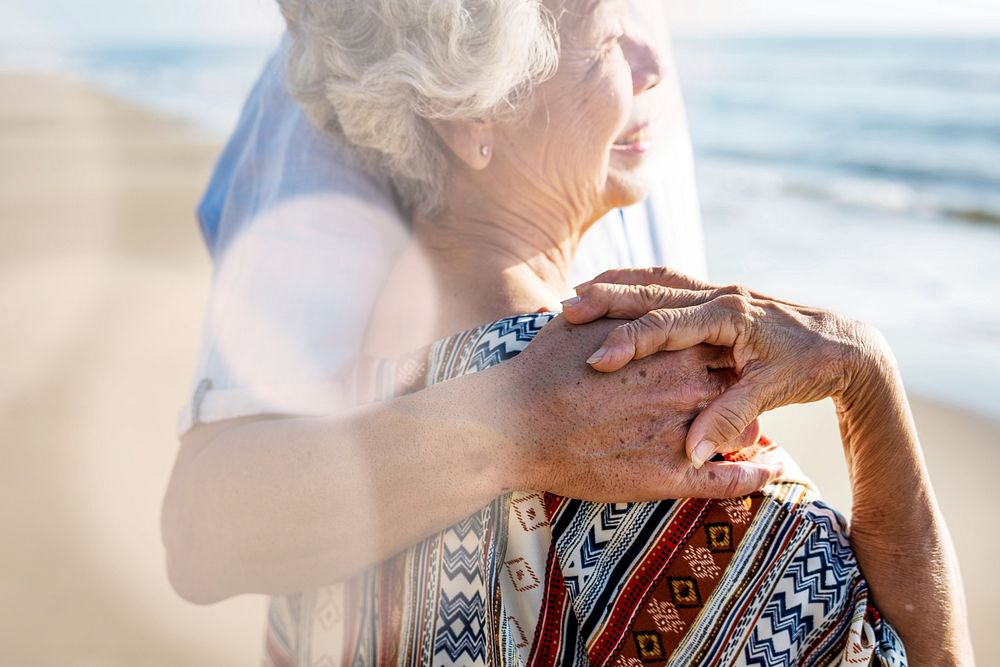 A senior couple on beach vacation