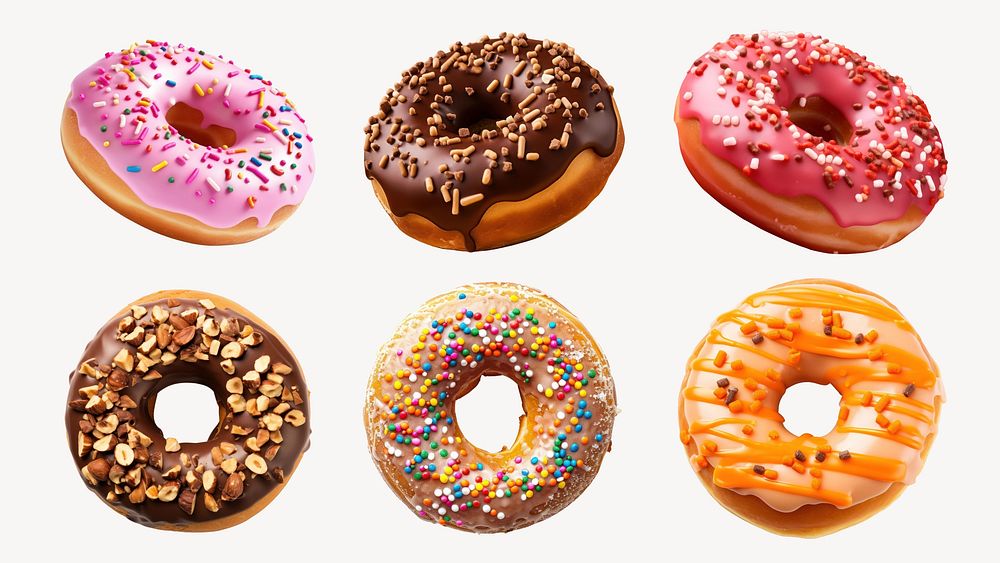 Rainbow donuts element set psd