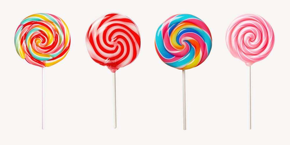 Sweet candy lollipop cut out element set psd
