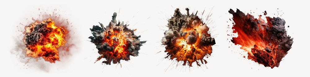 Explosion effects cut out element set psd