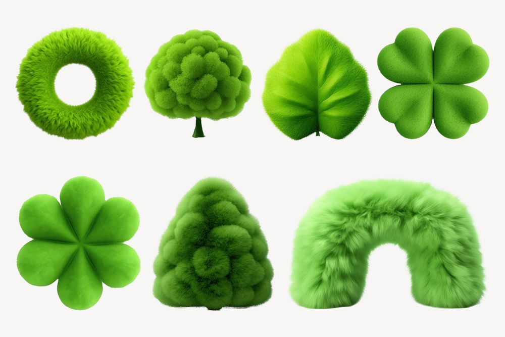 Random green fluffy object set | Free Photo - rawpixel