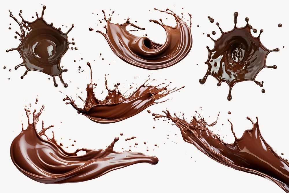 Splashing liquid chocolate element set