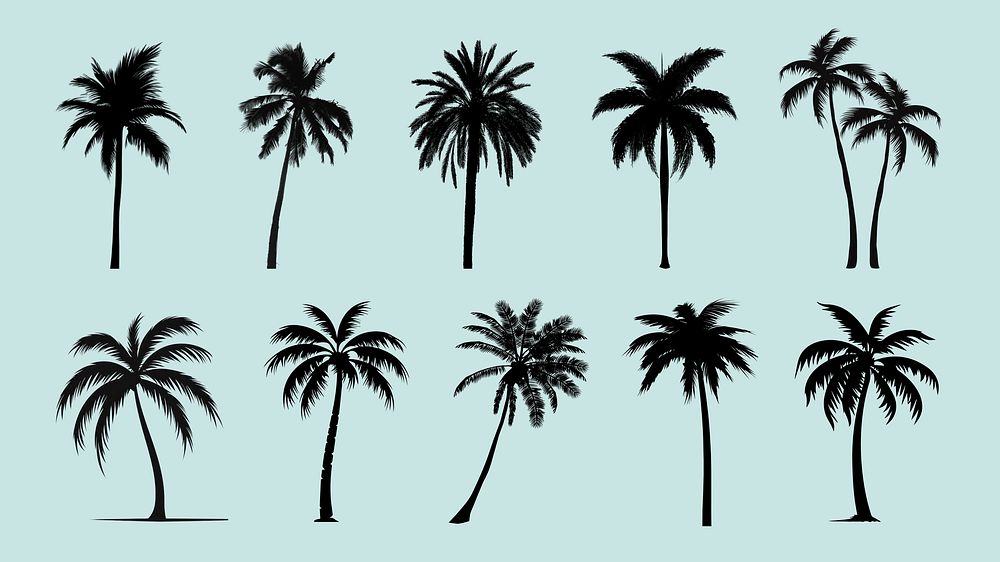 Palm tree silhouette element set | Free Photo - rawpixel