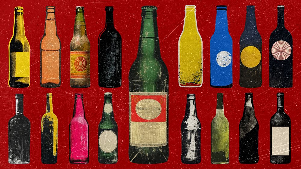 Silkscreen beer bottle set | Free Photo - rawpixel