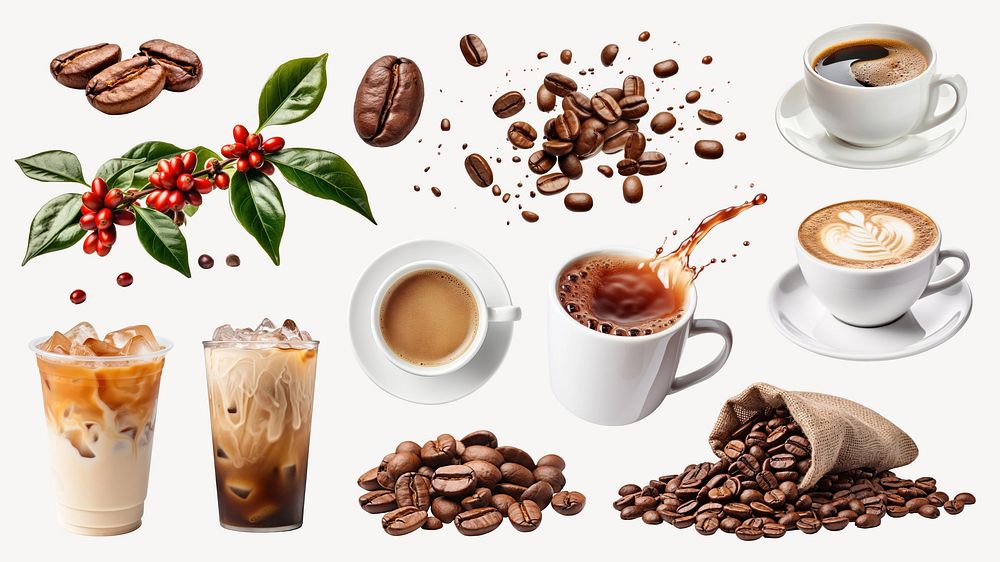 Coffee isolated image set