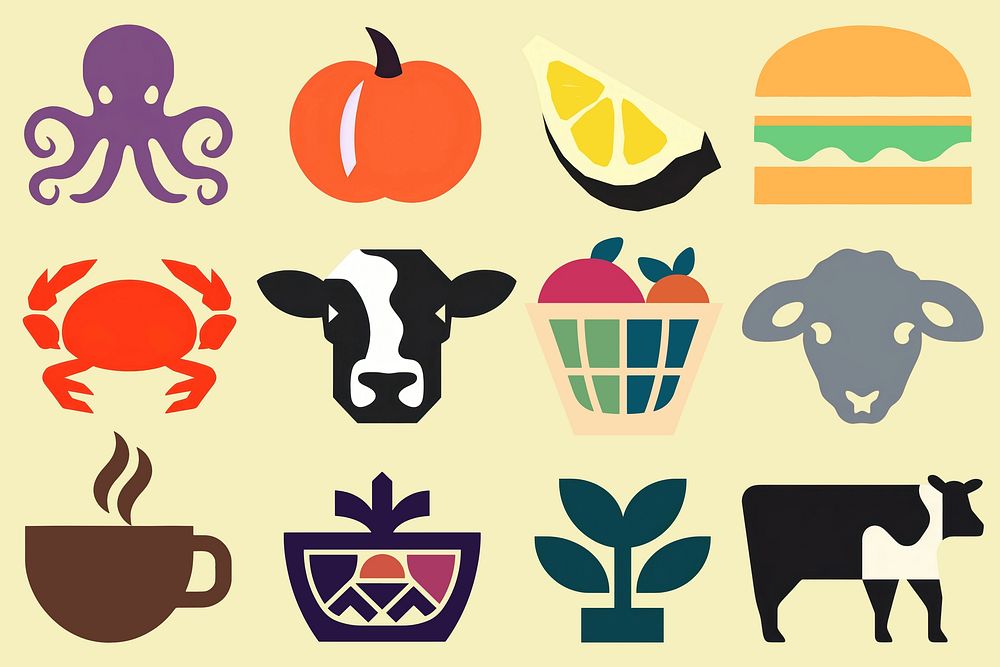 Food industrial icons isolated image set