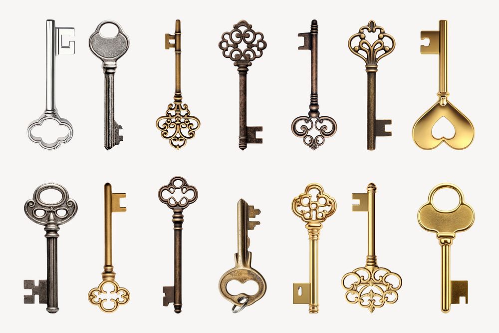 Vintage key isolated image set | Premium Photo - rawpixel