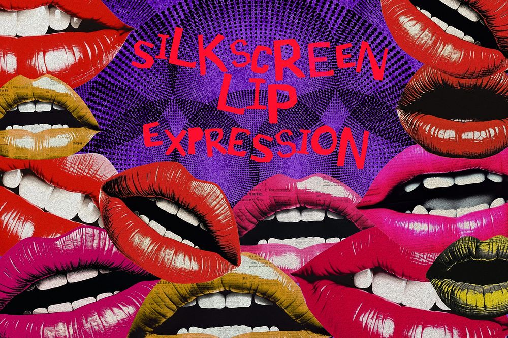 Silkscreen style of lip expression isolated image set