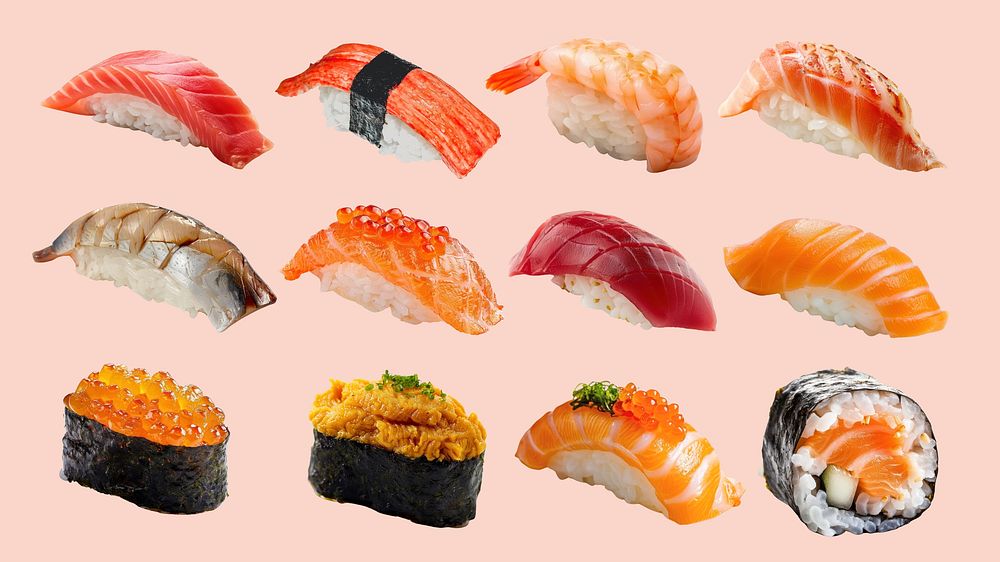 Mixed sushi isolated image set | Premium Photo - rawpixel