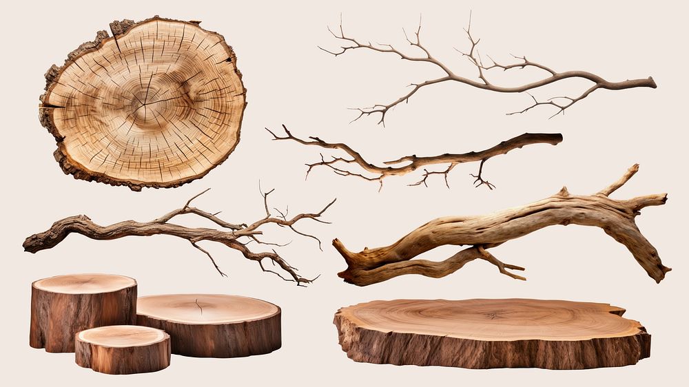 Tree trunk & stick element set