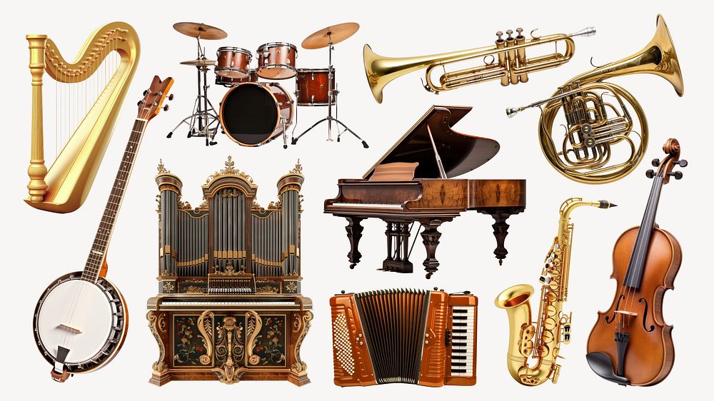 Classic music instrument element set