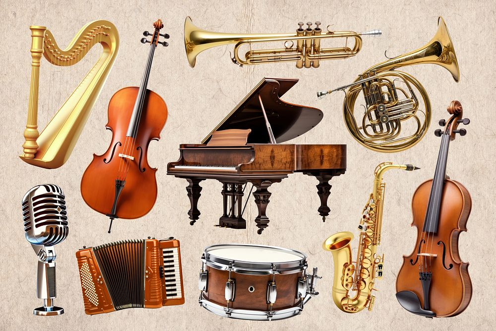 Classic music instrument element set