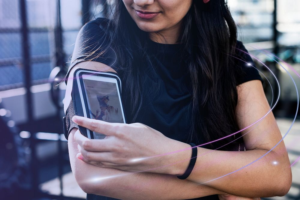 Woman listening to music on a smartphone