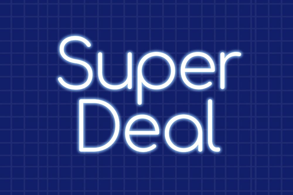 Super deal blue neon word illustration